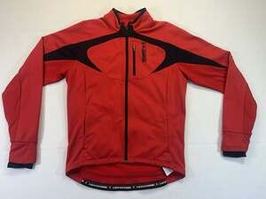 Cannondale Cycling Jacket Men's L Red Full Zip Softshell Thermal Bike Coat